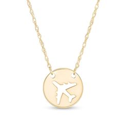 This miniature cut-out airplane design disc-shaped necklace fashioned in 14K gold is centered along a 16.0-inch rope chain, with a 2.0-inch extender, that secures with a spring-ring clasp. Airplane Necklace, Airplane Design, Font A, Word Love, Necklace Clasps, Disc Necklace, Chain Ring, Rope Chain, Necklace Designs