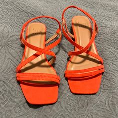 Brand New Without Tags. Red Sandals With Small Heel. From Target. Size 7 Women’s. Casual Red Strappy Sandals, Orange Flat Heel Heels For Summer, Orange Strappy Sandals With Heel Strap, Orange Low Heel Sandals For Summer, Red Summer Heels, Red Sandals, A New Day, Women's Shoes Sandals, New Day