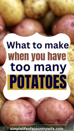 potatoes with the words what to make when you have too many potatoes