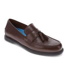 When it comes time to head to work or get ready for that special dinner reservation, you need a pair of men’s shoes that will complement any dress casual look, from jeans to slacks, while also keeping your feet comfortable and relaxed. Made with genuine leather uppers and linings and finished with detailed stitching these men’s loafers will easily carry you through any day, no matter what you have planned. These shoes come with Dockers Supreme Comfort massaging footbed and a moisture-wicking soc Casual Tassel Loafers With Plain Toe For Office, Brown Tassel Loafers For Business In Spring, Casual Tassel Loafers For Business Casual In Fall, Casual Tassel Loafers With Plain Toe For Business Casual, Casual Tassel Loafers For Office With Moc Toe, Casual Tassel Loafers With Moc Toe, Semi-formal Moc Toe Tassel Loafers, Casual Moc Toe Tassel Loafers For Business Casual, Moisture Wicking Socks