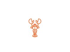 an orange line drawing of a lobster on a white background