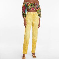 Absolutely Love These Jeans, Bought New But Never Found An Occasion To Wear Them. Such Luxurious Materials And Details, Definitely Would Hold Up Amazing. Hoping They Go To Someone Who Can Show Them More Love! Etro Paisley Jeans, Leopard Jeans, Paisley Motif, High Rise Straight Jeans, More Love, Hold Ups, Yellow Fashion, Together We Can, Jeans Color