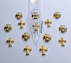 Gold Nail Cross Charms 10/20 pcs Cross Charm Nails, Cross Nail Charm, Nail Cross, Cross Nails, Nail Charm, Gold Nail, Nail Charms, Gold Cross, Gold Nails