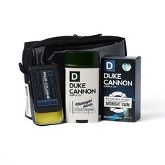 He won't want to hit the road without this Duke Cannon Supply Co. Skinny Dipper Midnight Swim gift set. He won't want to hit the road without this Duke Cannon Supply Co. Skinny Dipper Midnight Swim gift set. FEATURES Travel sized products Midnight Swim scentWHAT'S INCLUDED 10 oz. soap, 1.5 oz. solid cologne, 3 oz. antiperspirant deodorantDETAILS 6"H x 9"W x 2"D Weight: 16-oz. Size: One Size. Gender: male. Age Group: adult. Midnight Swim, Duke Cannon, Solid Cologne, Swim Gifts, Hit The Road, Antiperspirant, Travel Size Products, The Road, Gift Set