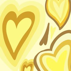 two hearts are in the middle of an abstract painting style background with yellow and brown colors