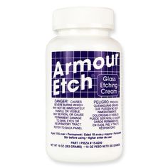 an empty jar of cream with the words armour etch on it's side