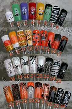 Spooky October Artificial Nail Art by KaitlinsKreationsart on Etsy Halloween Nail Art Designs, Halloweenský Makeup, Spooky October, October Nails, Art Van, Halloween Nail Designs, Halloween Nail