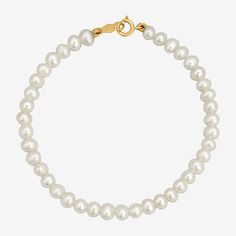 Pearl Type: Cultured Freshwater PearlsFeatures: Quick ShipCircumference: 5 1/2 InchJewelry Closure: Lobster ClaspShape: RoundStone Cut: RoundStone Millimeter Measurement: 3.5 Mm Width, 3.5 Mm LengthPearl Size: 3-5mmMetal Color: YellowChain Length: 5 1/2 InchChain Width: 3.5 MillimetersChain Construction: BeadCare: Wipe CleanBirthstone: June BirthstoneBracelet Type: Strand BraceletsMetal: 14k GoldIs Beaded: NoCountry of Origin: Imported Classic Adjustable White Charm Bracelet, Classic White Adjustable Charm Bracelet, Classic White Gold Bracelet For Everyday, Classic Beaded Bracelets With Lobster Clasp As Gift, Classic White Gold Bracelet With Round Beads, Pearl Types, Strand Bracelet, Girls Jewelry, Chain Bracelet