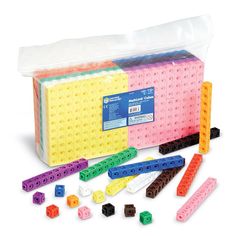 a plastic bag filled with assorted colored lego blocks