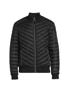 Keep Yourself Warm With This Stylish Quilted Puffer Jacket. Stand Collar Long Sleeves Ribbed Cuffs And Hem Zip Front Sleeve Zip Pocket Waist Zip Pockets Lined Nylon Fill: Polyester Machine Wash Imported Size & Fit About 27.5" From Shoulder To Hem. Men's - M Outerwear > Saks Off 5th. Noize. Color: Black. Size: S. Long Sleeve Nylon Quilted Jacket With Zipper, Stretch Outerwear With Ribbed Cuffs For Fall, Fitted Nylon Casual Outerwear, Fitted Long Sleeve Puffer Jacket With Ribbed Cuffs, Stretch Nylon Outerwear With Zipper Closure, Winter Outerwear With Ribbed Cuffs And Stretch, Winter Stretch Outerwear With Ribbed Cuffs, Stretch Outerwear With Ribbed Cuffs For Winter, Stretch Outerwear With Ribbed Cuffs And Long Sleeves