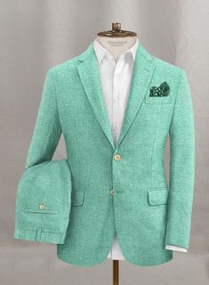 Showcase your unique collection with a quirky piece that is our Solbiati Linen Antei Suit. Crafted with 100% linen, our suit has a majestic green shade and a peculiar herringbone pattern that makes you the focal point of your day. Meanwhile, our suit achieves a great height of comfort and elegance. So make a luxe change this season with our suit that offers you to be magnificent. 
 
 Look Includes  Solbiati Linen Antei Fabric  Two Button Jacket Style  Notch Lapel  Corozo Beige Buttons  Single Ve Grey Tweed Suit, Peaky Blinders Suit, White Linen Suit, Green Velvet Jacket, Herringbone Tweed Jacket, Royal Blue Suit, Blue Chinos, Herringbone Tweed, Beautiful Suit