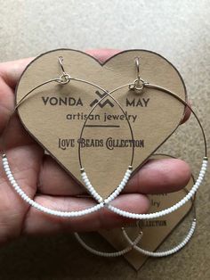 "❤️-Love beads collection  Spectrum series \"1/2 white\" ❤️-Fun beaded hoop earrings  ❤️-Handmade  ❤️-Very lightweight  ❤️-Different Sizes  ❤️-We use only the best top-quality beads to make our beautiful jewelry, in gold plated or silver plated wire,With your choice of size..-1-1/2\"or 2-1/4\",and ear component options.(choose in drop down menu). ❤️-earrings are packaged in a gift worthy box either for yourself ( cause your worth it) or for giving. ❤️-We have a lot more colors available let us m Large Hoop Earrings, Beaded Hoop Earrings, Beaded Hoops, White Earrings, Large Earrings, Tiffany Heart, White Beads, Heart Charm Bracelet, Boho Earrings