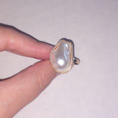 Perfect Condition Heavy Duty Ring Can Fit Size 4 Through Size 10 As It Is Adjustable Trendy White Open Ring, Trendy White Rings For Anniversary, Trendy White Wedding Ring, White Open Ring For Party, White Pearl Ring For Parties, Costume Jewelry Rings, Ring Color, Jewelry Ring, Jewelry Gold