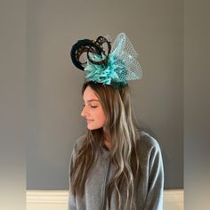 Brand New With Tags Custom Made By Mad Hatter 502 In Louisville, Ky Derby Fascinator, Louisville Ky, Mad Hatter, Fascinator, Derby, Custom Made, Blue Green, Color Blue, Brand New