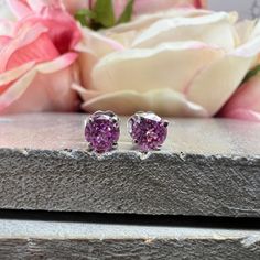 🐣. Offer Xtras! Pink Sapphire Earrings, Round Brilliant Stud Earrings, 1.00ctw. Earrings, Birthstone Earrings, 14K White Gold, #6435 for $209.00 #WeddingGift #HolidayGift #EngagementGift #BridalGift #AnniversaryGift #TravelJewelry #LadiesEarrings #PinkSapphireStuds #BirthdayGift #SapphireEarrings Pink Brilliant Cut Diamond Earrings, Pink Brilliant Cut Round Diamond Earrings, Pink Brilliant Cut Earrings In Fine Jewelry Style, Pink Diamond Earrings With Prong Setting, Pink Diamond Earrings With Prong Setting For Anniversary, Elegant Pink Sapphire Earrings With Prong Setting, Pink Diamond Gemstone Earrings For Anniversary, Pink Round Cut Earrings For Formal Occasions, Classic Pink Sterling Silver Earrings