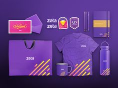 the branding for zeda is displayed on a purple background