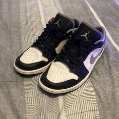 Worn 2 Times Jordan 1 Low, Grey Color, Jordan 1, Gray Color, Men's Shoes, Jordan, Black White, Man Shop, Black And White