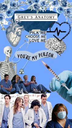 the collage shows people with medical equipment in their hands, and an image of a heart