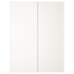 two white doors are open on a white background and there is no image to describe