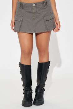 Available In Grey. Mini Skort Mid Rise Button & Zip Closure Cargo Pockets Non-Functional Back Pockets Ripstop Non Stretch 100% Cotton Imported | Bless You Ripstop Cargo Mini Skort in Grey size Small by Fashion Nova Grey Fashion, Fashion Nova, Mid Rise, Size Medium, Grey