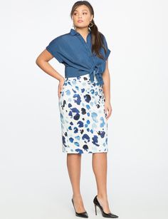 Neoprene Pencil Skirt Watercolor Leo