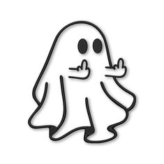 a ghost with its eyes closed and hands in the air, pointing to something on his nose