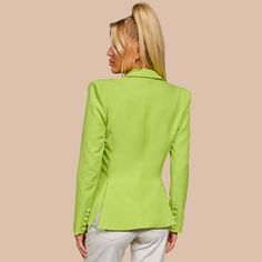 You need at least one blazer in a fun color and our Nikita Neon Green Blazer is a perfect one for this! It is made of a neon green material and features padded shoulders. flap pockets. peak lapels. and a single-button closure. We love styling it over a lacy bodysuit with high-waisted white pants. Chic Green Blazer For Night Out, Green Fitted Blazer For Night Out, Fitted Green Blazer For Night Out, Green Suit Collar Outerwear For Parties, Green Office Blazer With Pockets, Trendy Green Office Blazer, Trendy Green Blazer With Lapel Collar, Trendy Green Notch Lapel Blazer, Trendy Green Blazer With Notch Lapel