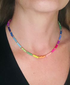 This is the cutest, trending bead necklace you need for all your summer outfits! It is perfect for layering with your other gold chains too.  The colors, the quality, the details- you need one!  length 14-16" but if you need an exact length just let me know in the notes or personalization section. Trendy Colorful Beaded Necklaces With Letter Beads, Trendy Colorful Beaded Necklace With Letter Beads, Everyday Rainbow Jewelry For Summer, Everyday Summer Rainbow Jewelry, Summer Everyday Rainbow Jewelry, Multicolor Summer Jewelry With Faceted Beads, Trendy Beaded Necklace For Spring Gift, Trendy Gold Beads For Summer, Trendy Spring Beaded Necklace As A Gift