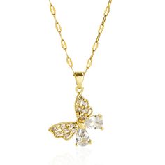 PRICES MAY VARY. 🌈 Non Tarnish Plated 18k Gold Necklace - This butterfly necklace is made of delicate stainless steel plated with 18k and AAAA zircon stones, lead-free, nickel-free and non-allergenic, so you don't have to worry about rusting or tarnishing when you wear it, and it will keep its shine for a long time 🌈 Butterfly Jewelry Gift - This sparkling zirconia butterfly necklace collection comes in a variety of colors, the zirconia part of this necklace looks transparent, but if you look Gold Cubic Zirconia Butterfly Necklace With Clavicle Chain, White Cubic Zirconia Butterfly Necklace Gift, Butterfly Charms Necklace For Gift, Gold Butterfly Pendant Necklace In Cubic Zirconia, Gold Cubic Zirconia Butterfly Pendant Necklace, Gold Butterfly Necklace, Butterfly Necklace Gold, Necklace Butterfly, Zirconia Necklace