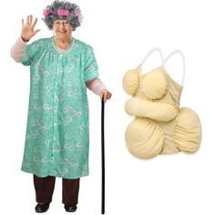 PRICES MAY VARY. Old Lady Dress up Costume Set: you will get 1 piece of women front closure housedress printed with flowers, 1 piece of adult fat suit, 1 piece of granny wig with 4 pieces of hair rollers, 1 grandma wig cap, 1 pair of granny glasses, 1 eyeglass chain, 1 granny faux pearl beads necklace and 1 adjustable crutch, 8 pieces of items in total, enough to play the role of an old lady at a party, suitable for cosplay, saving your time and energy in matching Cute Housedress: this old lady Old Lady Costume For Women, Grandma Wig, Granny Wig, Granny Costume, Old Man Costume, Old Lady Dress, Grandma Costume, Granny Glasses, Grandma Dress