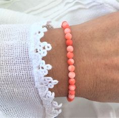 Coral bracelet Pink coral bracelet Natural stone bracelet | Etsy Adjustable Coral Bracelets With Round Beads, Adjustable Coral Bracelets As A Gift, Adjustable Coral Beaded Bracelets For Gifts, Adjustable Coral Beaded Bracelets As Gift, Peach Round Beads Bracelet As Gift, Hand-strung Coral Bracelets With Round Beads, Elegant Adjustable Coral Beaded Bracelet, Elegant Coral Beaded Bracelets, Gift Valentines Day