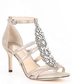 Women's Bridal & Wedding Shoes | Dillard's Glamorous Slingback Heels For Dinner, Glamorous Slingback Sandals For Gala, Glamorous Slingback Sandals With 4-inch Heel, Elegant Ankle Strap Sandals For Dinner, Elegant Open Toe Slingback Sandals For Gala, Embellished Slingback Sandals For Spring, Spring Embellished Slingback Sandals, Elegant Silver Sandals With Buckle Closure, Elegant Silver Open Toe Slingback Sandals