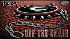 the logo for the university of georgia football team, with chains around it's neck