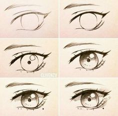 the steps to draw an anime eye