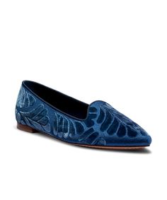 The Sparrow - Ocean Velvet Embroidery Elegant Embroidered Round Toe Loafers, Elegant Embroidered Loafers With Round Toe, Elegant Embroidered Flat Loafers, Velvet Embroidery, Mary Jane Flats, Lacing Sneakers, Parisian Chic, Women's Flats, Flats For Sale