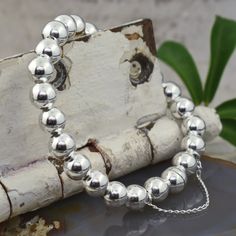 Classic Bead Bracelet is HERE! Sterling silver complete with a magnetic closure  Just $59.99 today only! Unique Sterling Silver Jewelry, Ball Bracelet, Safety Chain, Girl Needs, Sterling Silver Bangles, Gemstone Bracelets, Silver Bangles, Daily Deals, Every Girl