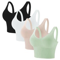 PRICES MAY VARY. Super comfort cami bra packs fit for some light workout such as Yoga and Pilates,as well as for everydays or nightwear Designed in removable pads easily took off and offer more convenience for adjustment,Wide shoulder straps to relax your shoulder and the longer botton band for more coverage Please take a size up since the size of these bra tops are a petite size.Or First please make sure you bra size what you normally wear and then follow our size chart to find the RIGHT size t Bra Pack, Women Crop Top, Cami Bra, Bra For Women, Lounge Bra, Cami Set, Bra Brands, Bralette Crop Top, Outfit Trends