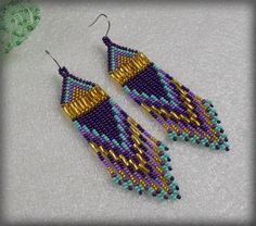 Fringed Earrings, Native Earrings, Seed Bead Jewelry Patterns, Beaded Jewelry Earrings, Stitch Earrings, Indian Blankets, Goose Creek, Beaded Earrings Diy, Native American Beaded Earrings