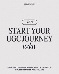 an advertisement with the words start your ugg journey today in black on a white background