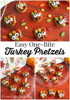 easy one - bite turkey pretzels are the perfect appetizer for thanksgiving