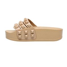 Beige Platform Slip-on Slippers, Modern Open Toe Sandals With Thick Bottom, Chic Summer Platform Slippers With Thick Bottom, Trendy Beige Wedge Sandals, Beige Cushioned Platform Slippers For Beach, Trendy Beige Slip-on Wedge Sandals, Beige Platform Slippers With Cushioned Footbed For Spring, Modern Beige Wedge Sandals With Round Toe, Beige Platform Slip-on Sandals