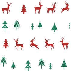 christmas trees and deer silhouettes on a white background