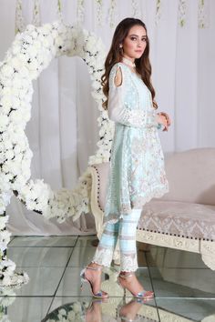 Morning Mist | Pakistani Designer Outfit | Sarosh Salman Designer Wear Embroidered Anarkali Set For Eid, Eid Anarkali Set With Embroidered Sleeves For Designer Wear, Designer Anarkali Set With Embroidered Sleeves For Eid, Bollywood Style Anarkali Set With Embroidered Sleeves, Festive Anarkali Salwar Kameez With Embroidered Sleeves, Anarkali Salwar Kameez With Embroidered Sleeves, Eid Anarkali Set With Embroidered Sleeves, Eid Festive Anarkali Set With Embroidered Sleeves, Fitted Salwar Kameez With Embroidered Sleeves For Festive Occasions