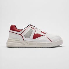 Nwt. Zara Man White/Red Retro-Style Sneakers With Exterior In A Combination Of Materials And Colors. Lacing With Seven Pairs Of Eyelets, Thick Soles In A Combination Of Colors. Size 9. Ref. 2208/920. Sh 15 Zara White High-top Sneakers, Zara White Low-top Sneakers, Zara Lace-up Sports Sneakers, Zara Lace-up Sneakers, Zara White Sneakers With Round Toe, Zara Sporty Sneakers With Round Toe, Zara White Lace-up Sneakers, Zara Sneakers For Streetwear With Round Toe, Zara Sneakers With Round Toe For Streetwear