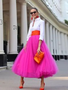 Embrace elegance and style with our Fuchsia Ankle-Length Tulle Party Skirt. Perfect for formal occasions or birthday celebrations, this skirt exudes sophistication with its ankle-length A-line design and vibrant fuchsia hue. Crafted from high-quality tulle, it offers a graceful and flowy silhouette that adds a touch of glamour to any ensemble.The satin waistband provides a comfortable and flattering fit, while adding a luxurious touch to the overall look. Pair it with a chic blouse or top to create a stunning outfit that will make you stand out at any event. Whether you're attending a birthday party or a formal gathering, this Fuchsia Ankle-Length Tulle Party Skirt is sure to make a statement and leave a lasting impression.only sell skirt not include top Tulle Skirts Outfit, Dramatic Fashion, Pink Tulle Skirt, Tulle Skirts, Heart Clothes, Populaire Outfits, Chic Blouses, Party Skirt, Stunning Outfits