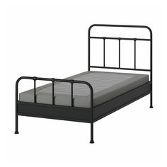 STJÄRNÖ bed frame, anthracite/Lyngör dark gray, Twin. STJÄRNÖ is a classic bed frame with decorative details that add a twist to the steel design – and LYNGÖR mattress base gives extra height and helps your mattress keep its shape for longer. Steel. Bed Base Frame, Mattress Base, High Headboard, Classic Bed, Ikea Family, Bed Slats, Beds & Bed Frames, Bed Base, Steel Design