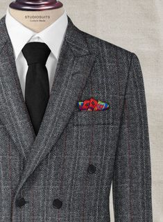 Lend a stylish edge to your appearance with our Harris Tweed Welsh Gray Double Breasted Suit which offers style and personality to men who seek excellence in their apparel. Crafted from wool, the suit furnishes a luxurious hand feel that will significantly enhance your professional wardrobe. Opt for this suit for a corporate event or a summer wedding. 
 
 Look Includes  Harris Tweed Welsh Gray Fabric  Double Breasted Jacket Style  Peak Lapel  Real Horn Royal Buttons  Single Vent  Three Cuff Butt Luxury Tweed Jacket With Herringbone Pattern For Business, Winter Tweed Three-piece Business Suit, Winter Business Tweed Three-piece Suit, Winter Tweed Three-piece Suit For Business, Bespoke Wool Tweed Jacket, Tailored Suit And Tie Accessories For Semi-formal Winter Events, Wool Suits With Herringbone Pattern And Suit Collar, Winter Wool Three-piece Suit, Luxury Tweed Suits For Semi-formal Occasions