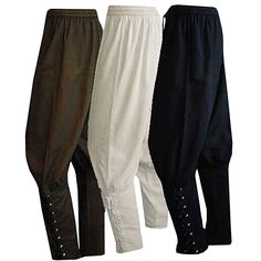 PRICES MAY VARY. Cotton Blend， very soft and super comfy to wear. Draw-strings at the waist for easy fit. Button ankles insure no ride-up. Low crotch and very full leg for ease of movement. Pirate/peasant, renaissance costume pants,lace-up cuffs at calf. Lightweight, breathable acts and washes like cotton. We have been working to build a both an international perspective, high-quality standards, coherence, and cultural elite fashion shop.
 Your satisfaction is the motivation for us to move forwa Leg Bandage, Viking Pants, Medieval Pants, Viking Cosplay, Pirate Cosplay, Gothic Pants, Middle Age Fashion, Medieval Costume, Men Pants