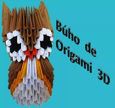 an origami owl made out of paper with the words buho de origami 3d