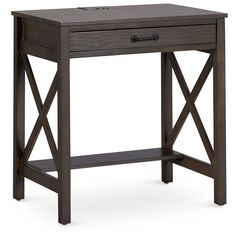 an end table with a drawer on the bottom and one drawer at the top that is open